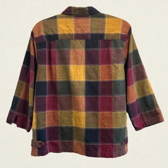 Cabin Creek Cotton Multicolor Color Block Button Down Shirt - Picture 2 of 8